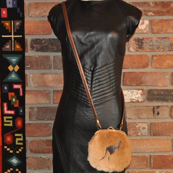 Lipseer Kangaroo Fur Brown Leather Crossbody Shoulder Bag & Coin Purse Boho - Picture 2 of 6